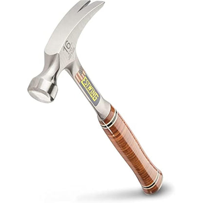 Estwing E16S 16 Oz Rip, Leather Grip Hammer, Smooth Face, 16-Ounce, 12.5-Inch, Straight Claw, Leather & Metal