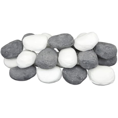 The Stove Wizard Gas Fire Replacement 20 Grey & White Ceramic Coal Pebbles Suitable for Gas, Electric, LPG and Bio Ethanol Fires