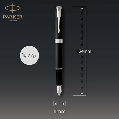 Parker Sonnet Fountain Pen | Matte Black Lacquer with Palladium Trim | Medium Nib | Gift Box