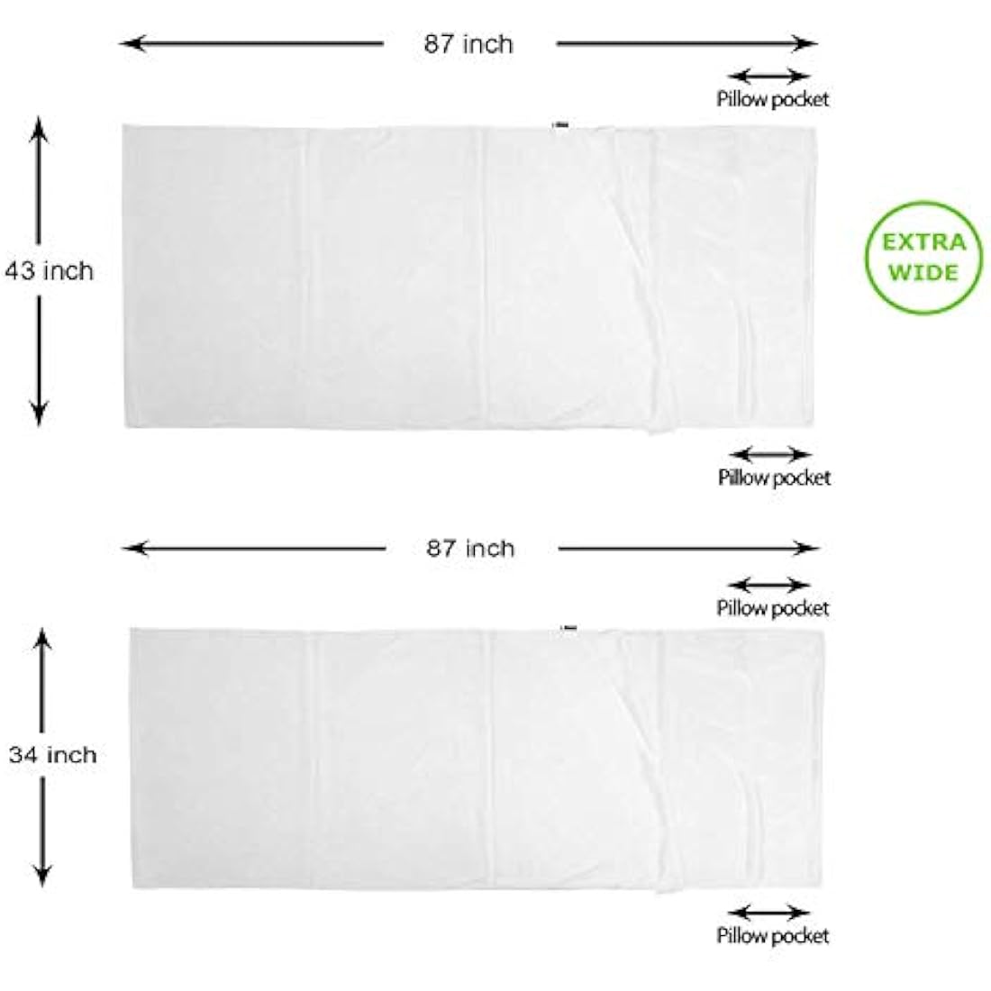 BROWINT Silk Sleeping Bag Liner, Silk Sleep Sack, Extra Wide 220x110cm, Lightweight Travel Sheet for Hotels, Sleeper with Reinforced Gussets