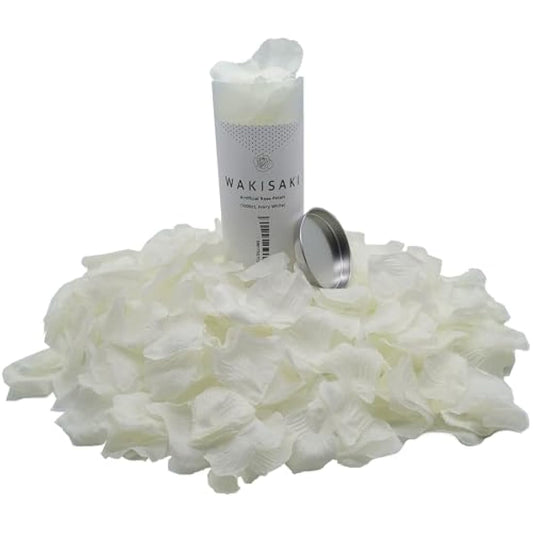 WAKISAKI Premium Artificial Fake Rose Petals, Hand-separated, Ready-to-use, Deodorized, for Romantic Night, Wedding, Event, Party, Decoration (1000 Count, Ivory White)