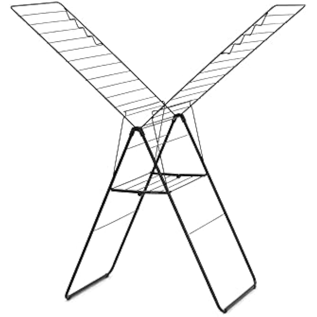 Brabantia HangOn Laundry Drying Rack (25m / Matt Black) Compact, Foldaway, Adjustable Indoor Stainless Steel Clothes Horse