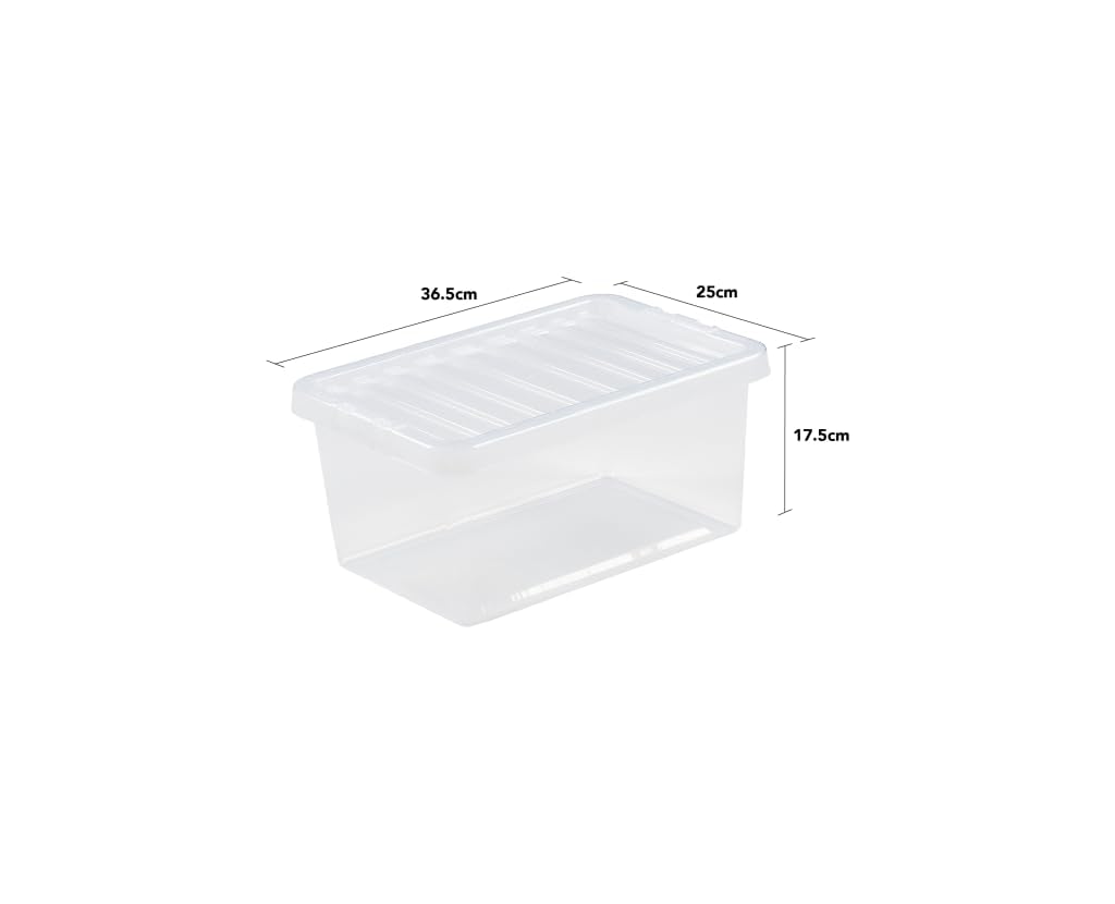 Checkmart PACK OF 2 Large Storage Box with Lid Strong Plastic Stackable Nestable Container Home Office Clear (11 Litre)