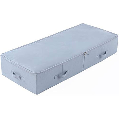 Amonsen 100X43X18cm, Jumbo Size Underbed Storage Bins with 3-side Zip & Handles, Washable & Collapsible Design Box for Clothes, Bedding, Wedding Dress Storage Box, Light Gray