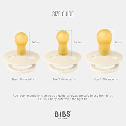 BIBS Colour Night Glow in The Dark Soother 2-Pack, BPA Free Dummy Pacifier, Round Nipple. Natural Rubber Latex, Made in Denmark, Size 1 (0-6 Months), Baby Blue Glow