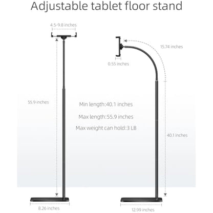 LanPavilion iPad Stand, Adjustable Metal Tablet Stand with Flexible Gooseneck, Compatible with iPad, Kindle, and Cell Phones (4.7''-13''), Ideal for Hands-Free Use