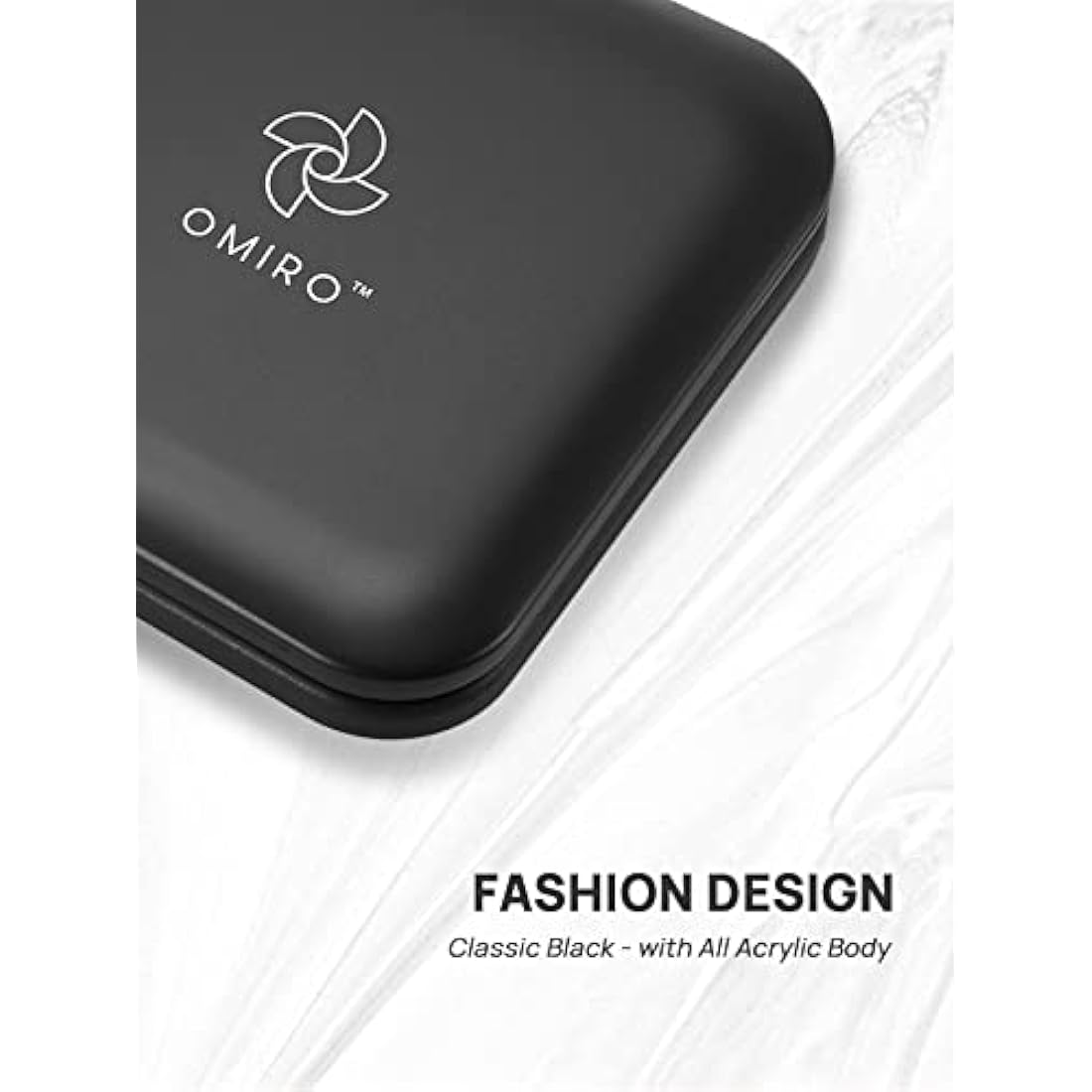 OMIRO Compact Mirror, 1X/10X Magnifying Travel Mirror, Pocket Mirror for Handbag-Foldable, Lightweight, Square, 8.9 cm (Black)
