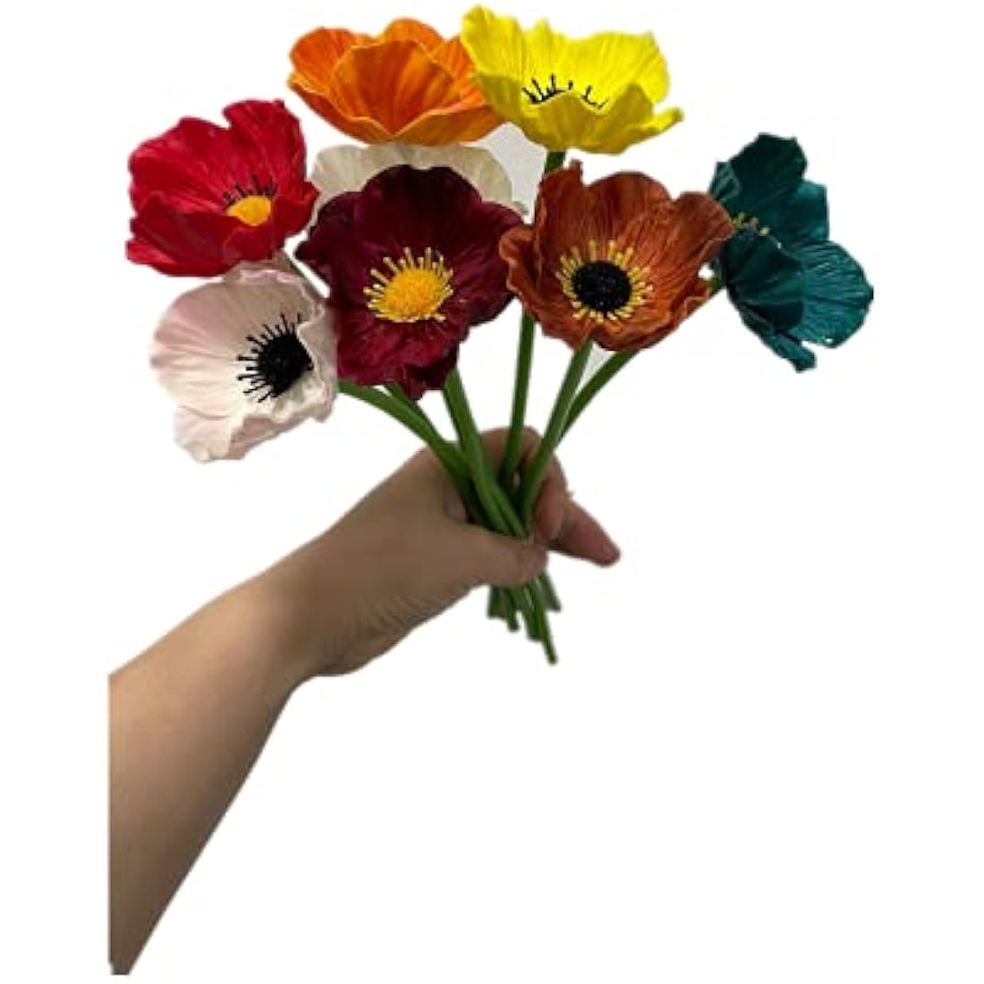 Rikyo 10 Stem 11" Bouquets Artificial Flowers Poppy Flowers,Outdoor UV Resistant No Fade PU Fake Wild Flowers for Table Centerpiece Vase,Wedding Holding Flowers Backdrop Arch Wall (10 Color)