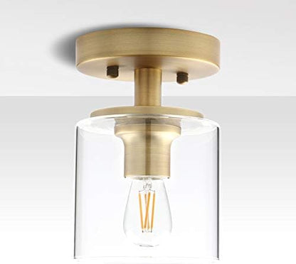 Yosoan Industrial Glass Ceiling Lights, Edison Pendant Light Fitting, Flush Ceiling Light Fixture, E27 Srew (Antique)