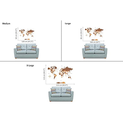 Woodvio 3D Wooden World Map, Decorative Wall Art for Home and Office Décor - size Medium (120x62cm)
