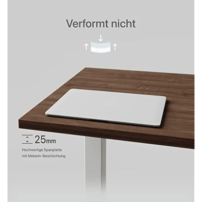 Desktronic Table Top 160 x 80 cm Desk Top - Perfect for Height-Adjustable Desks, Dining Tables and More - Made in Europe - 25 mm Sturdy Table Top Durable (Walnut)