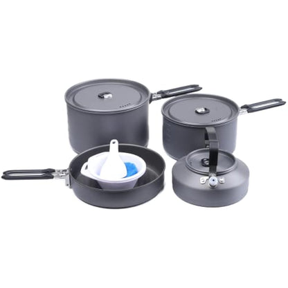 Fire-Maple Feast 4 Camping Cookware Set | Outdoor Cooking kit with Pot Kettle Pan Bowls and Spatula | Kitchen Utensils for 4 to 5 People Backpacking Trekking Hiking Fishing Picnic