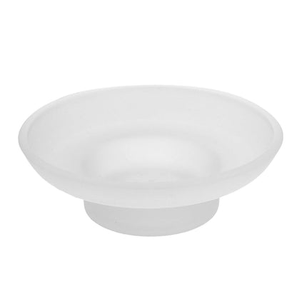 Garneck Glass Soap Dish: 11cm Frosted Round Sopa Tray Holder for Bathroom Shower Kitchen Sink Countertop washroom accessory 1Pc