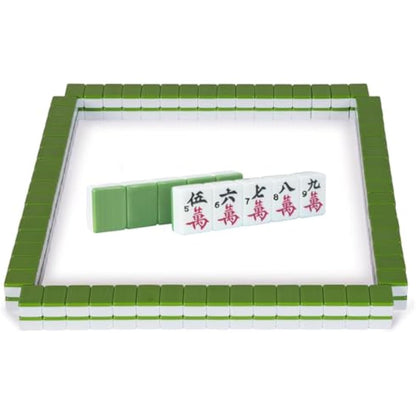 LANYOTA Mahjong Set, Chinese Mahjong Game Set with Carrying Travel Case,36x27mm,Large 144+2 Tiles with Arabic Numerals, 2 Dice and a Wind Indicator(Green)