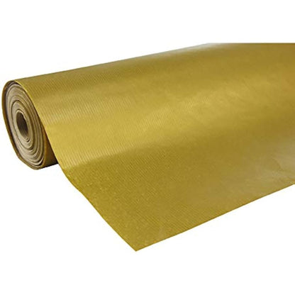 Clairefontaine - Ref 507275C - Nature Kraft Long Roll Wrapping Paper (Single Roll) - 70cm Width x 250m Length, 60gsm Ribbed Kraft Paper - Solid Gold Colour