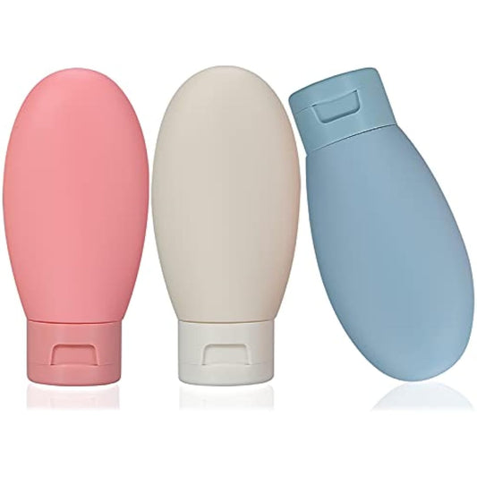 3 Pcs Travel Bottles Set,60ML Travel Bottles & Containers,Small Mini Empty Plastic Squeeze Bottles for Travel Toiletries,Shampoo and Conditioner with Storage Bag