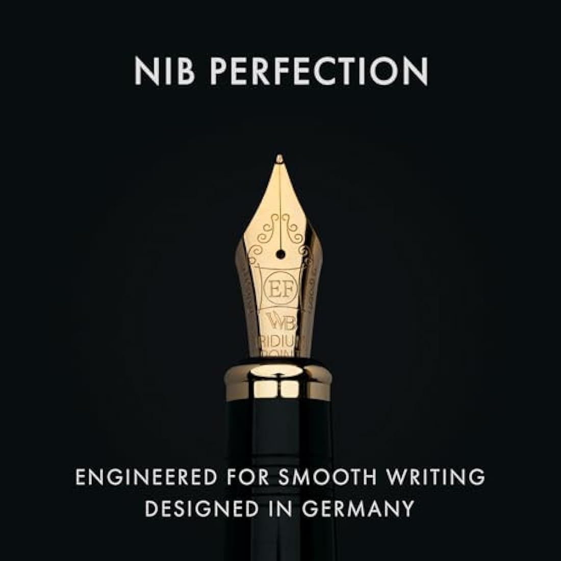 Wordsworth & Black Primori Fountain Pen Set [Black Gold]; Extra Fine Nib, Gift Case, 24 Ink Cartridges, Refill Converter, Manual; Journaling, Calligraphy, Smooth Writing Pens; Left and Right Handed