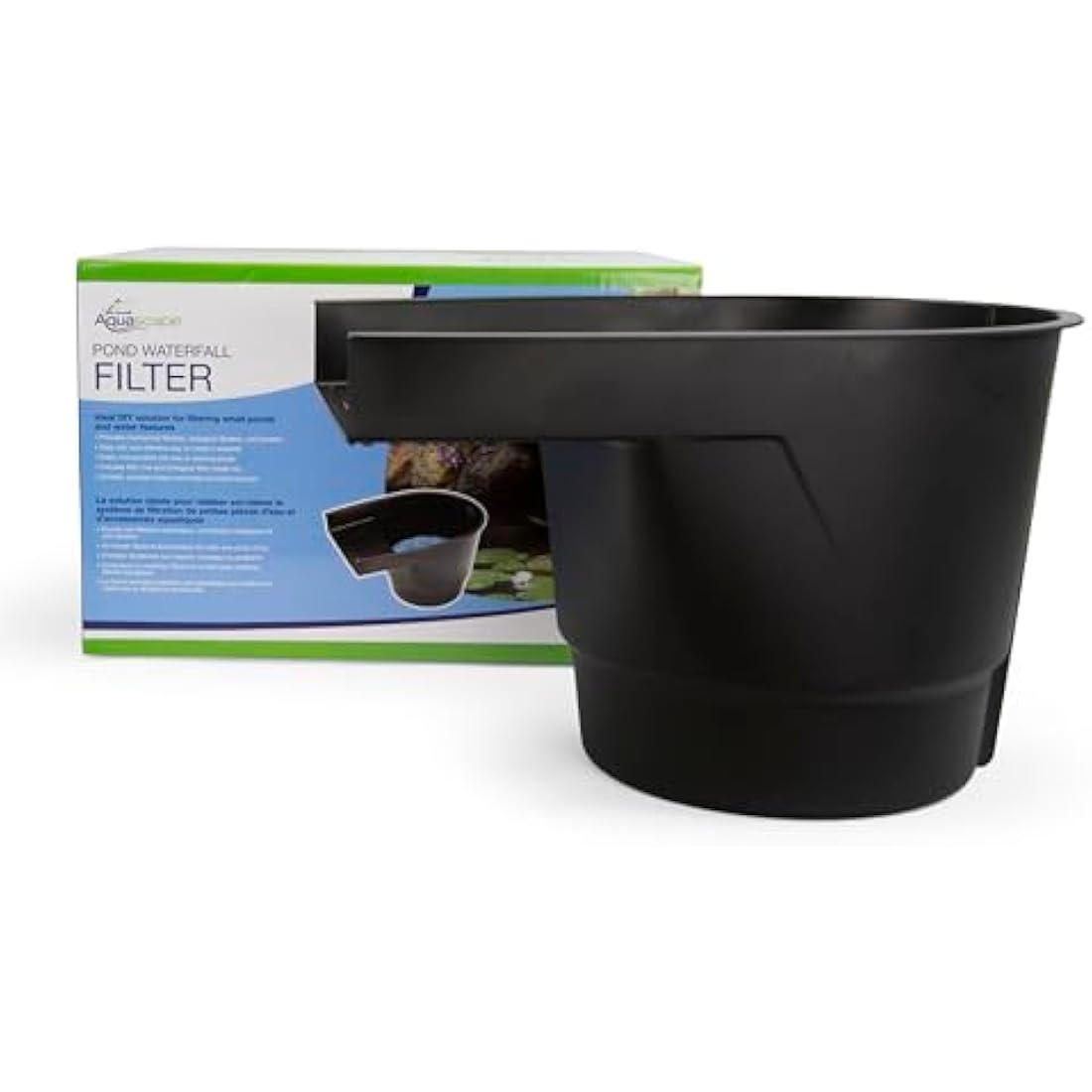Aquascape Pond Filter and Waterfall Spillway, Efficient Mechanical and Biological Filtration, Compact | 77020,Black