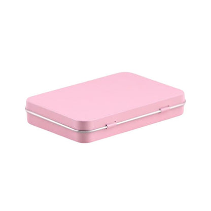 Leliafleury Pink Hinged Tin Box 10.8 * 7.6 * 1.77cm Rectangular Tins Container Metal Empty Storage Tins For Small Items Home Supplies