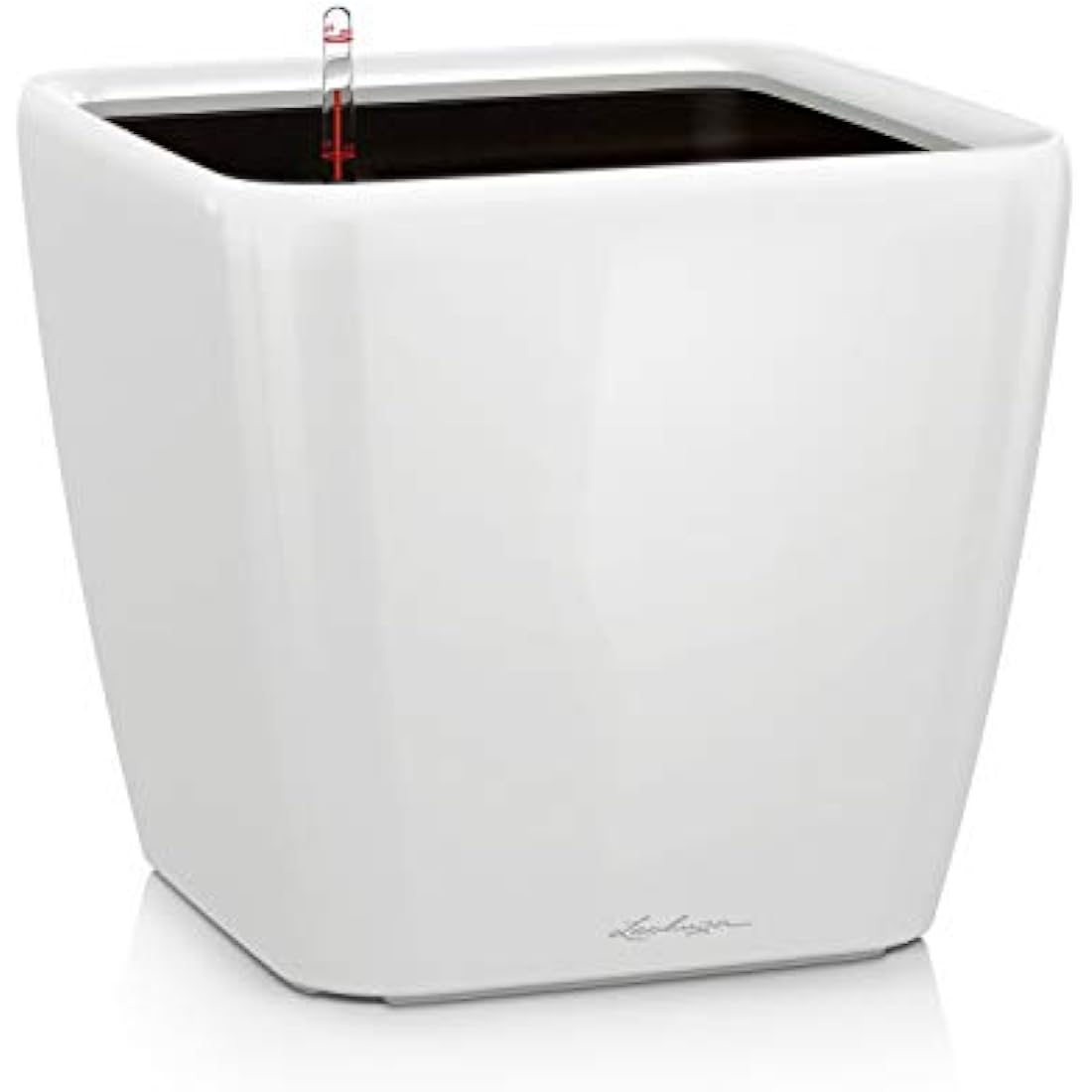 Lechuza Self Watering Plant Pot QUADRO LS 43 Garden Flower Indoor and Outdoor Plastic Planter with Drainage Hole H40 L43 W43 cm White High-Gloss