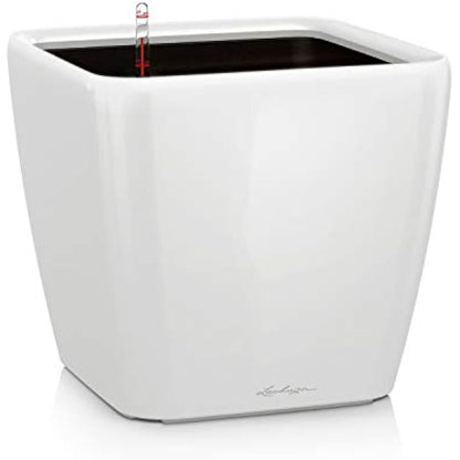 Lechuza Self Watering Plant Pot QUADRO LS 43 Garden Flower Indoor and Outdoor Plastic Planter with Drainage Hole H40 L43 W43 cm White High-Gloss