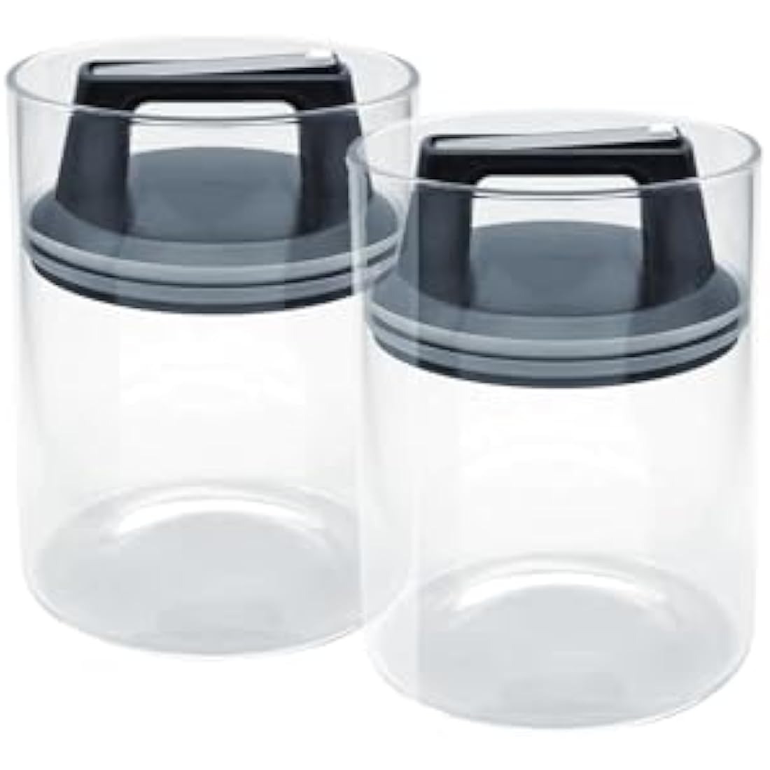 Bewunder Essence 2x 1.3-Litre Borosilicate Glass Jars with Vacuum Lid to push out excess air and maintain freshness | Elegant storage of Tea, Coffee, Pasta and other foodstuffs