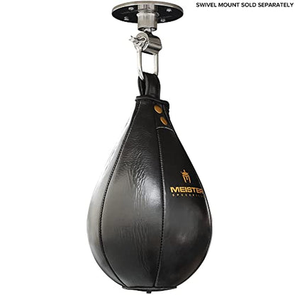 Meister SpeedKills Leather Speed Bag with Lightweight Latex Pocket - Black, Medium 9.5" x 6"