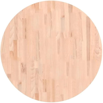 vidaXL Solid Beech Wood Round Table Top - Natural Durable Coffee Table Replacement, Easy to Clean, Unique Grain Pattern, 80cm Diameter.