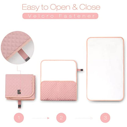 Lekebaby Foldable Baby Change Mat - Travel Portable, Quilted Pink (MY-0006PK02UKEY)