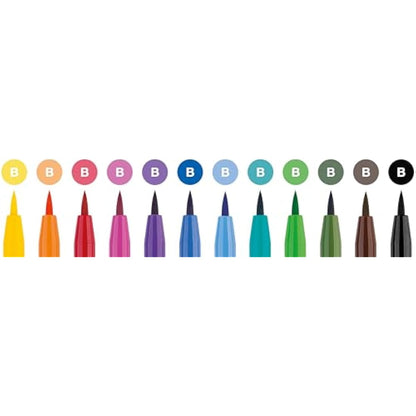 Faber-Castell Art & Graphic Pitt Artist Pen Brush India Ink Pen, Basic Tones, Set Of 12, For Art, Craft, Drawing, Sketching, Home, School, University, Colouring