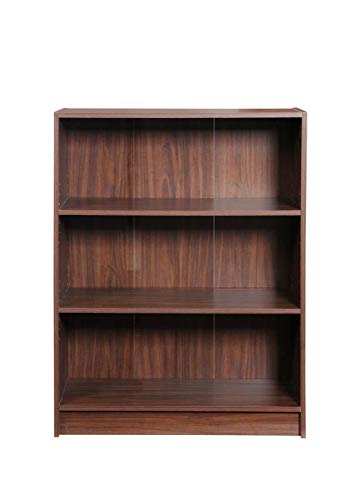 Timber Art Design Bookcase Storage Wall Mount Low Wide Storage Organiser Display Shelving Walnut Effect for Living Room Home Office Study Furniture