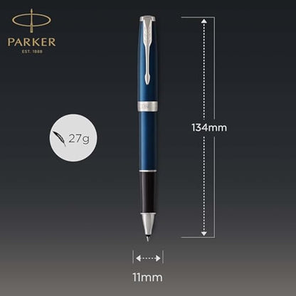Parker Sonnet Rollerball Pen | Blue Lacquer with Palladium Trim | Fine Point Black Ink | Gift Box