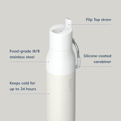 LARQ Bottle Flip Top 17oz - Insulated Stainless Steel Water Bottle with Straw | BPA Free | Reusable Water Bottle for Sports, Gym, and Travel | Keep Drinks Cold, Granite White