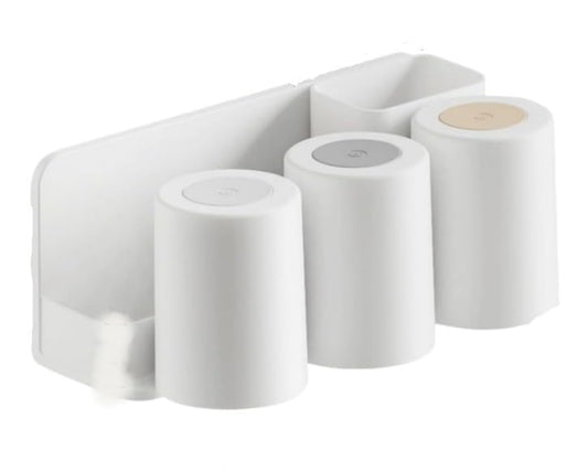 Toothbrush Holder, Toothbrush Holder Wall Mounted, Adhesive Tooth Brush Holder Set for Bathroom, with 3 Cups and 6 Toothbrush Head Holder, 1 Movable