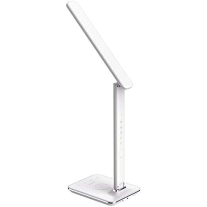 groov e Ares LED Lamp - Touch Control Desk Light with Fold Design - 3 Lighting Modes, Built-in Wireless Charger, Alarm Clock, & Digital Display with Time & Calender - Mains Operated - White
