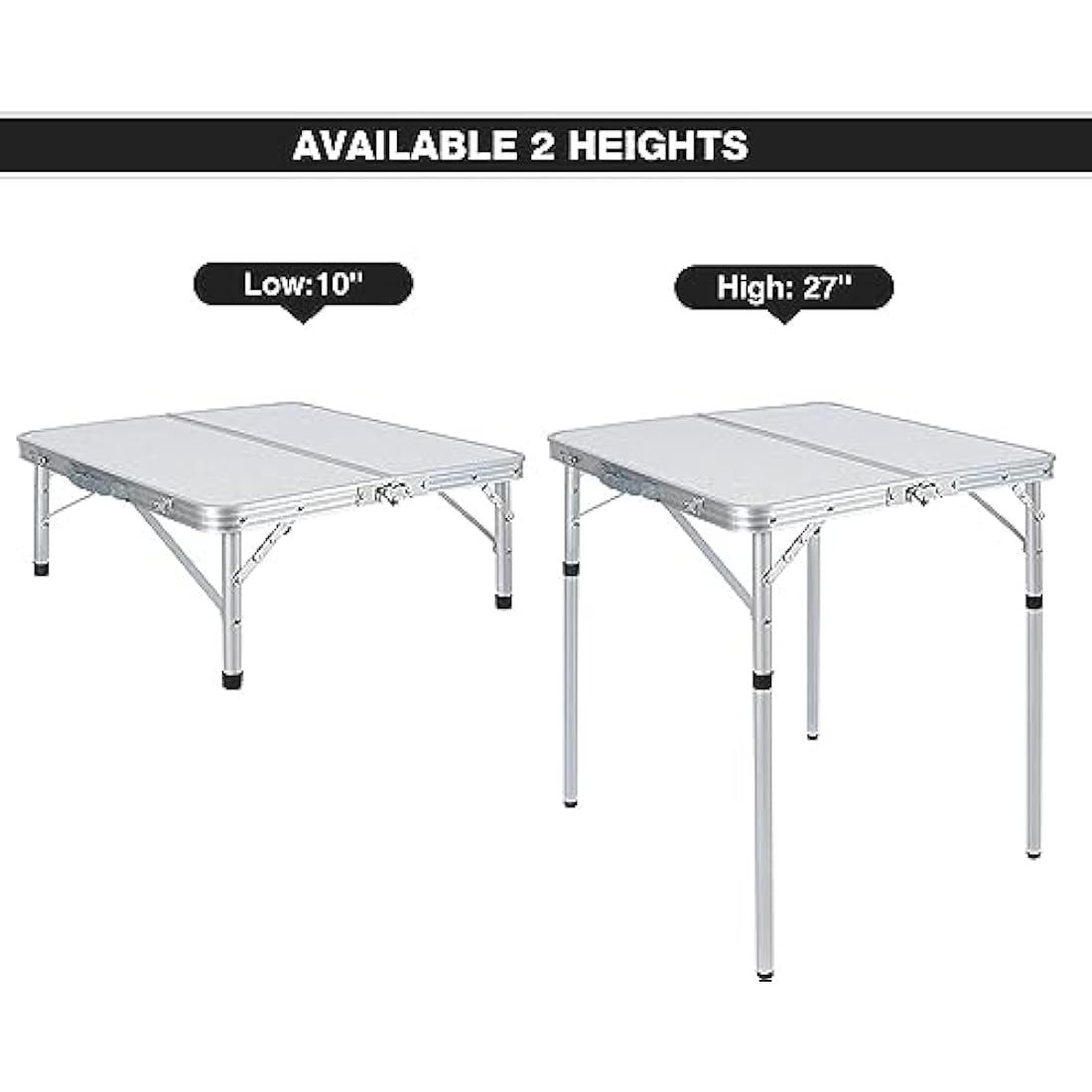 REDCAMP 2ft Samll Square Folding Camping Table, Portable Foldable Picnic Table with Adjustable Height for Beach Outdoor, 2 Heights (25/69)