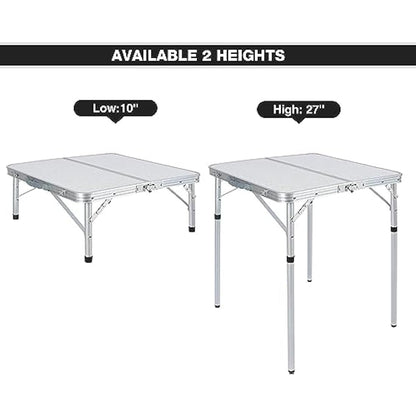 REDCAMP 2ft Samll Square Folding Camping Table, Portable Foldable Picnic Table with Adjustable Height for Beach Outdoor, 2 Heights (25/69)
