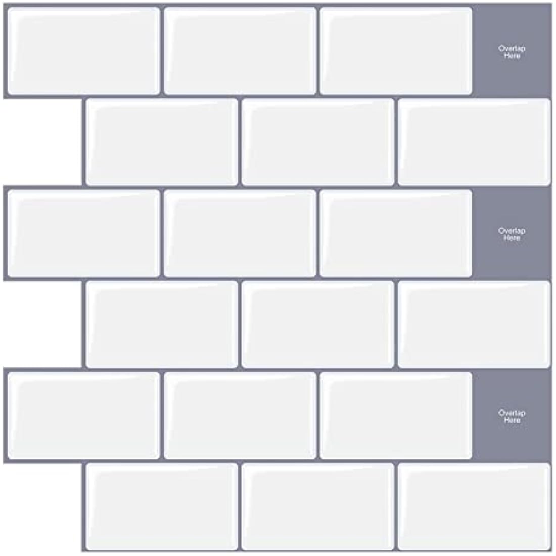 WoStick Peel and Stick Wall Tiles (10-Sheets), Subway Self Adhesive Wall Tiles Tile Stickers Backsplash for Kitchen Bathroom Home Decoration White(30.5x30.5cm)