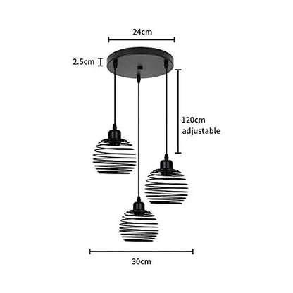 ZMH Industrial Ceiling Pendant Light 3-flame cage vintage hanging lamp retro dining table pendant light in black and gold,3 x E27 max.40 watts, for