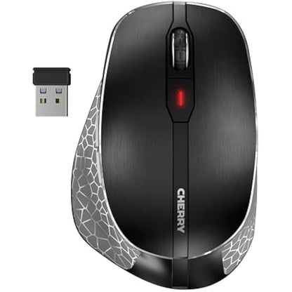 CHERRY MW 8C ERGO, Wireless Mouse with Ergonomic Thumb Rest for Right-Handers, Bluetooth or 2.4 GHz RF Connection, Rechargeable, Black