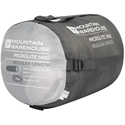 Mountain Warehouse Mummy Shaped Microlite 1400 Sleeping Bag - 3/4 Season, Insulated Camping Bag - Best for Spring Summer