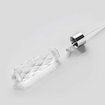 Penbrice Interiors Bathroom light cord pull - Glass effect solid clear acrylic teardrop with chrome design