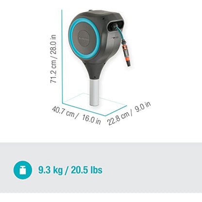 Gardena Garden Hose Box Rollup M (Turquoise) 20 m: Swivel Hose Box, Integral Hose Guide, Including 20 m Gardena Hose, mounting Rod and mounting kit (18614-20)