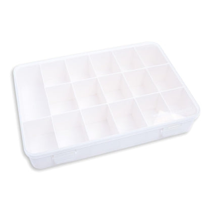 Craftelier - Organizer Box with 17 Compartments for Scrapbooking Materials | Clear and White - Dimensions 26.5 x 17.8 x 4.2 cm