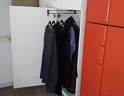 Uotyle Wardrobe Rail, Wardrobe Pull Out Clothes Hanger Rail Organizer Rack MetalStainless Steel Retractable Wardrobe Rail with Screw,40cm/15.7inch