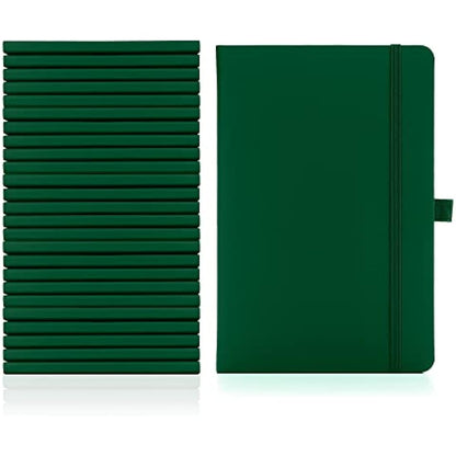 Notes London 10 x A5 Notebook Bulk Pack, A5 Notebook with Lined Pages, Pen Loop and Expandable Paper Pocket Hardback Journal Notepad Note Book Notes Diary Pad (Green)