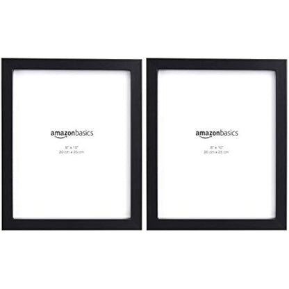 Amazon Basics Rectangular Photo Frame for Tabletop and Wall Display, 2-Pack, Black, 20 cm x 25 cm