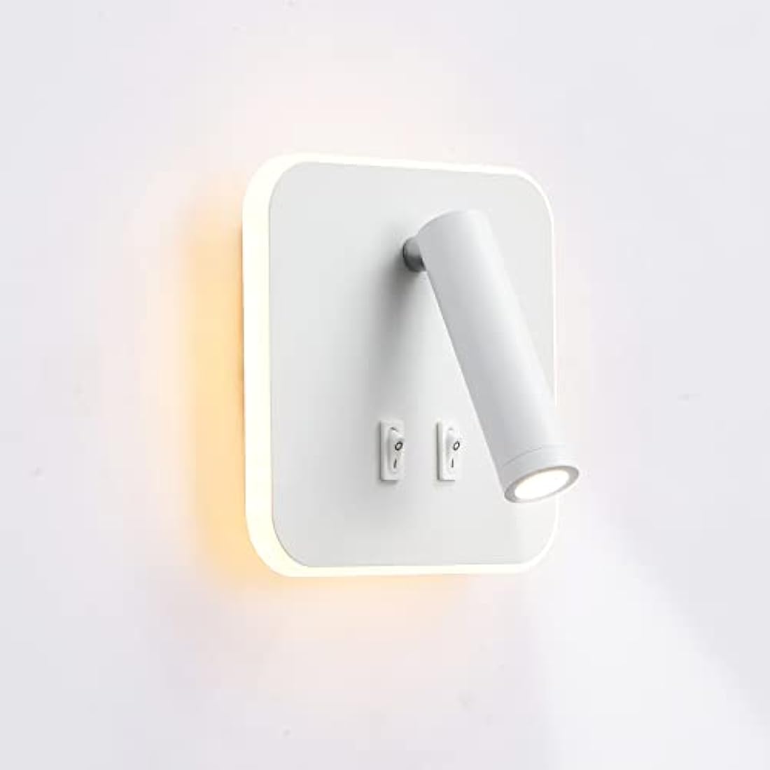 uksunvi LED Wall Mounted Lamp,Bedside Reading Wall Light,12W LED Wall Lamp, Adjustable Spotlight （3W +9W 3000K Warm Light） (White Square)