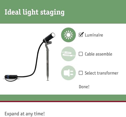 Paulmann 94156 Outdoor Plug & Shine Spotlight Plantini ext. Set 3000K 3x2.5W 24V 40° Anthracite alu, Aluminium, Integriert, 7.5 W, 2.1 x 7.7 x 22.3 cm