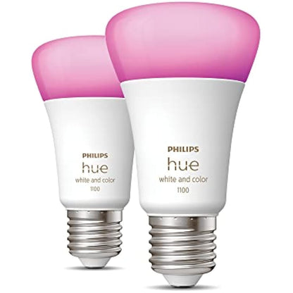 Philips Hue White and Colour Ambiance Smart Light Bulb 2 Pack 75W - 1100 Lumen [E27 Edison Screw] with Bluetooth. Works with Alexa, Google Assistant and Apple Homekit